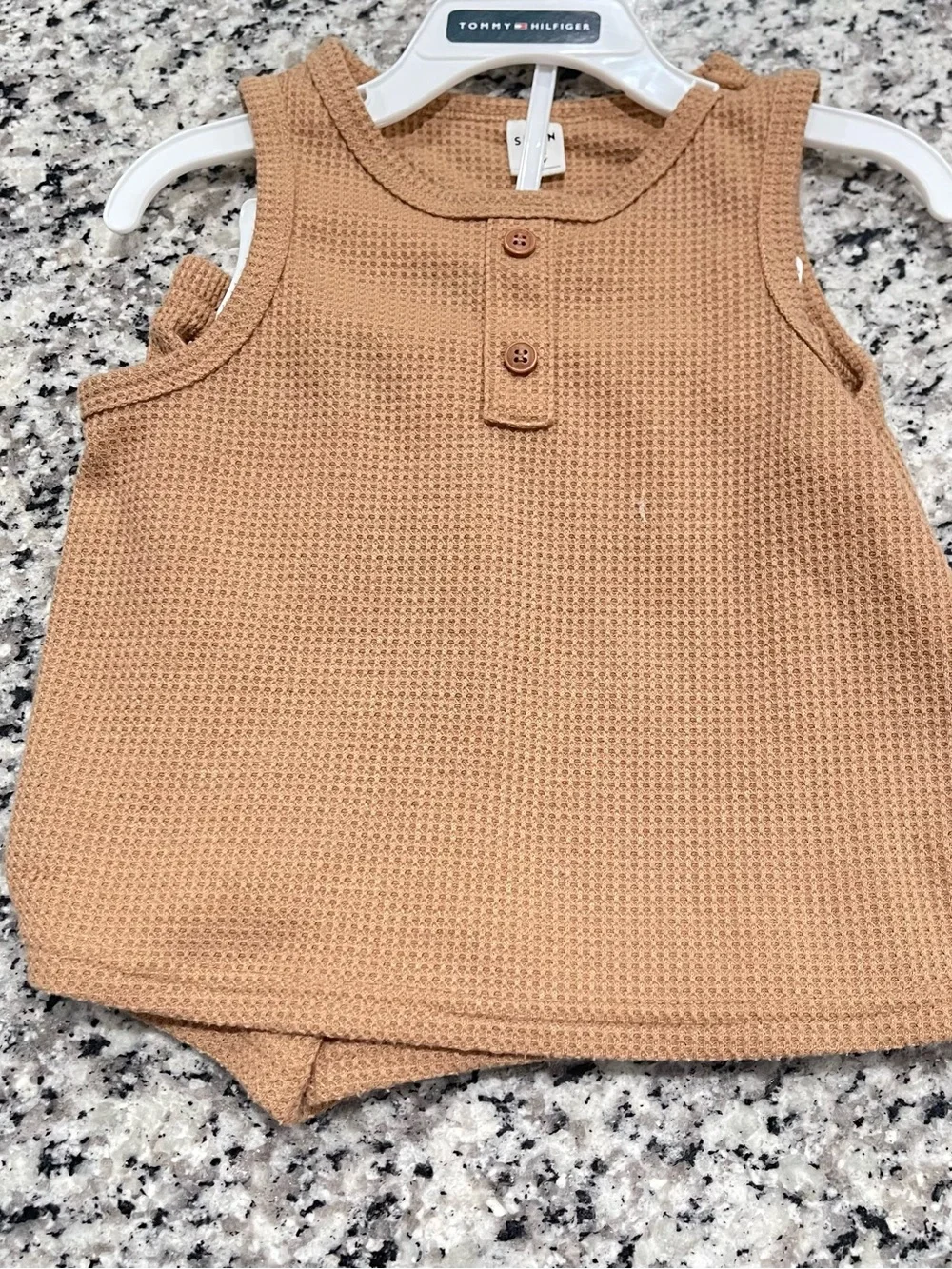 3 Pack Shein Size 2-3T | Waffle-Knit Tank & Short Set - Sage, Blue, Tan